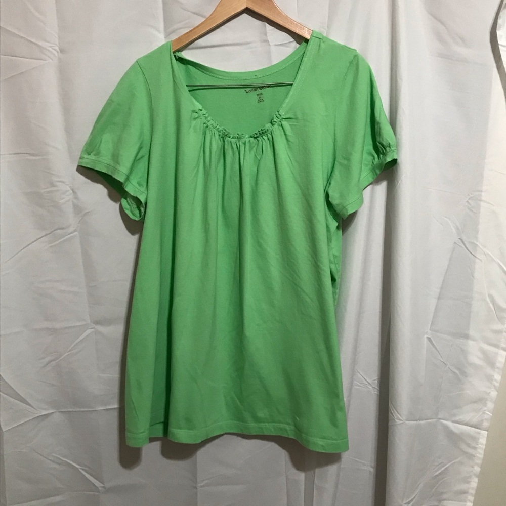 Woman Within Size 26/28 2X Women’s Short Sleeve Scoop Neck Top Shirt Green